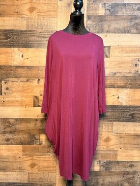 Time & Tru Women's Maroon Burgundy Long Sleeve Tee Shirt Dress XL Extra Large